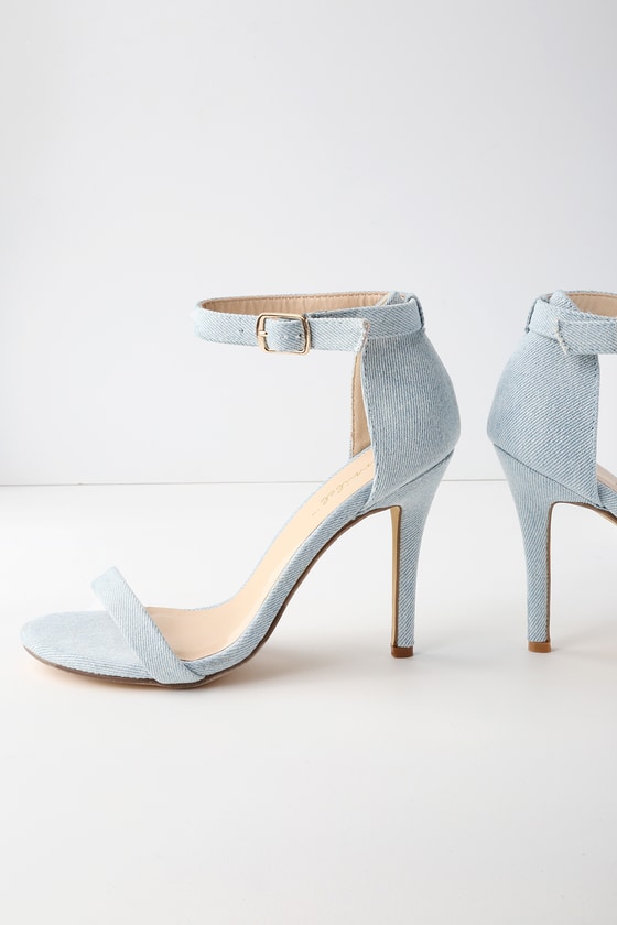 Chic Light Blue Heels - Ankle Strap Heels - Denim Heels