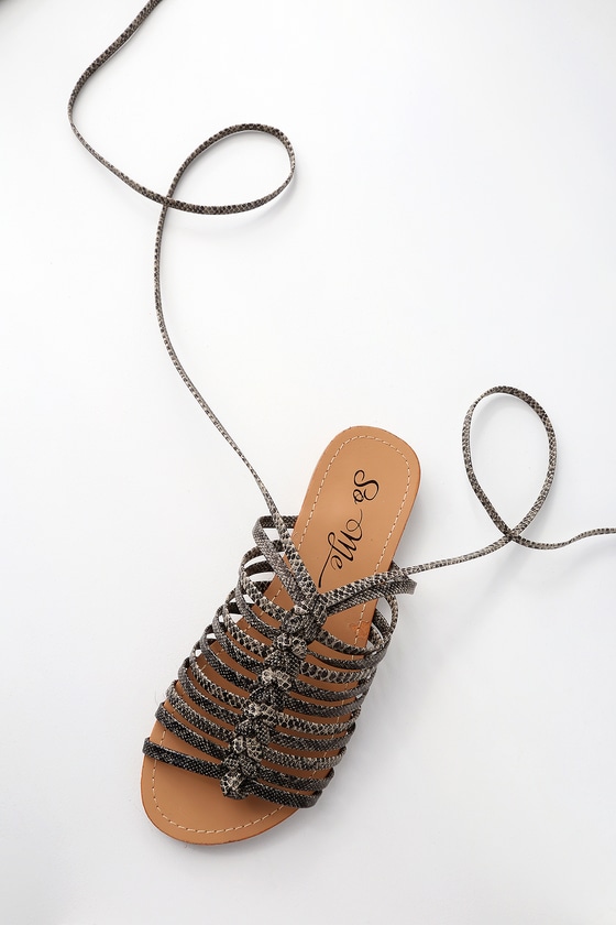 animal print lace up sandals