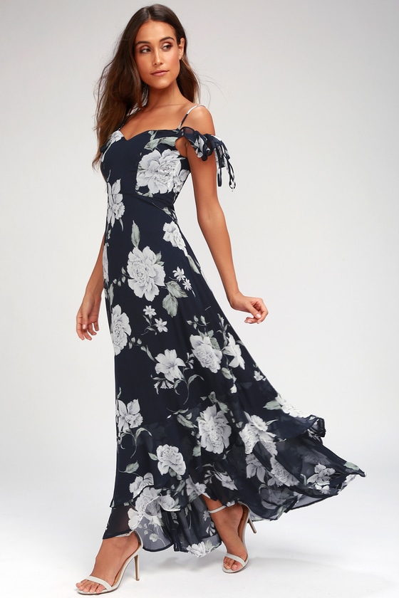 lulus navy floral maxi dress