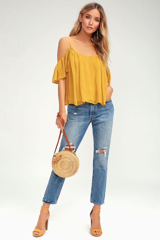 Got Me Moving Golden Yellow Off-the-Shoulder Top 7