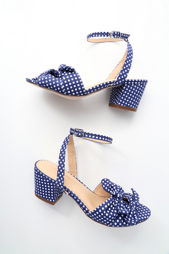 Dorthea Blue Polka Dot High Heel Sandals 5