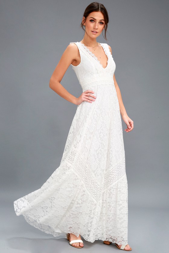 Boho Bridal Dress White Lace Maxi Dress Lace Dress Lulus