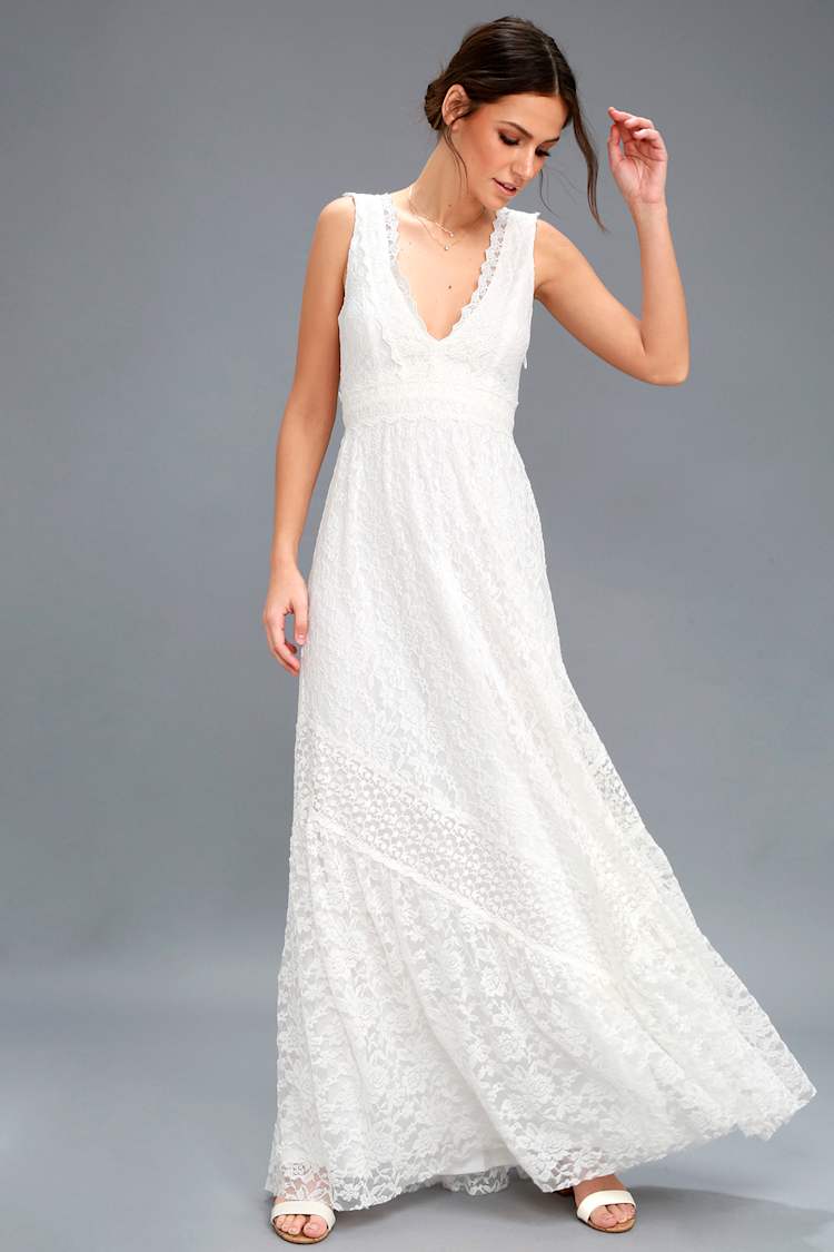 Boho Bridal Dress - White Lace Maxi Dress - Lace Dress - Lulus