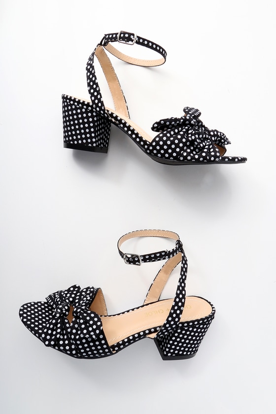 Dorthea Black Polka Dot High Heel Sandals