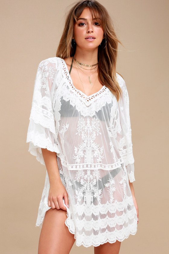 sheer white cover up dress