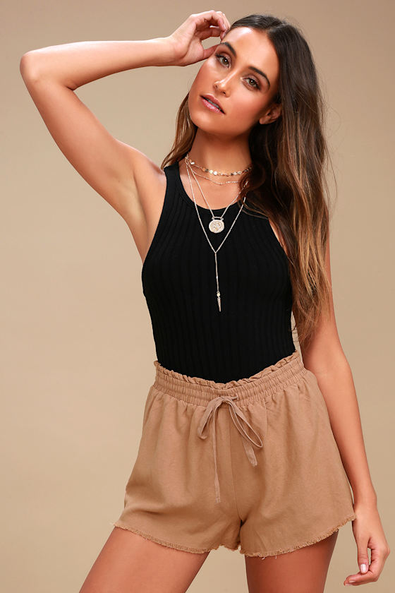 Coconut Tree Nude Drawstring Shorts 6