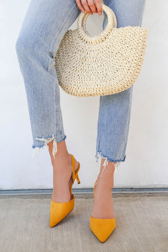 mustard slingbacks