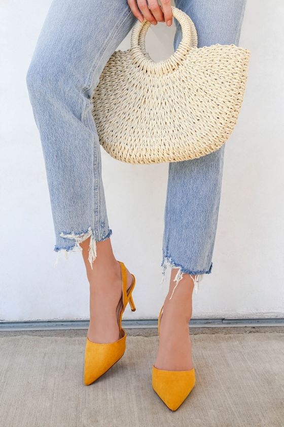 Cute Slingback Pumps Mustard Yellow Pumps Lulus