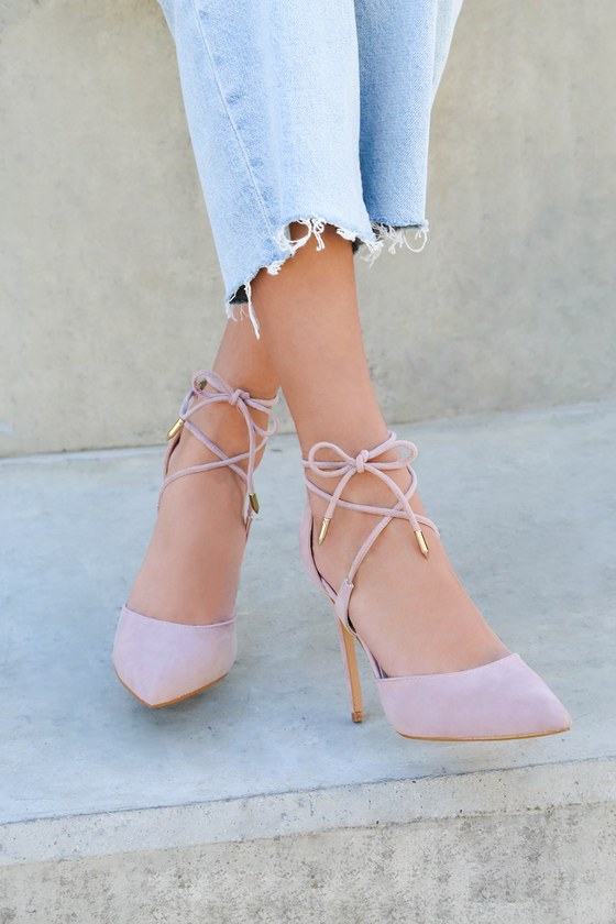 dusty rose suede pumps