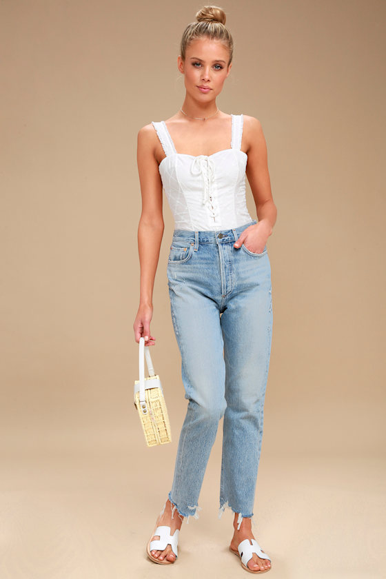 Make Me Up Ivory Lace-Up Bodysuit 2