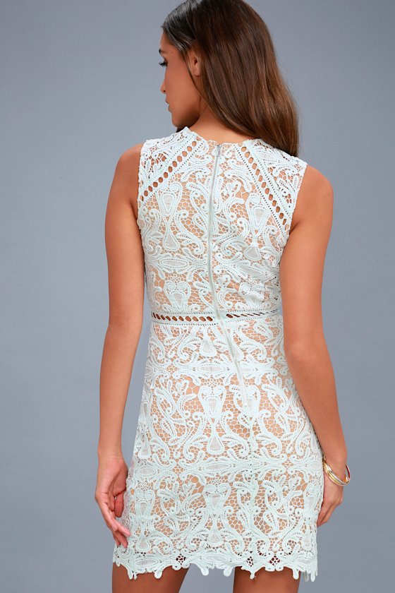 Lovely Light Blue Lace Dress - Bodycon Dress - Lace Bodycon