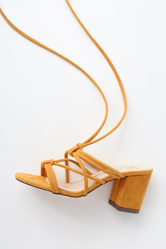 Chic Mustard Heels LaceUp Heels Vegan Suede Heels Lulus