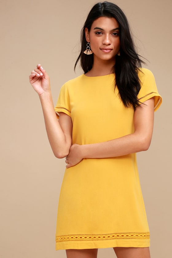 yellow shift dress