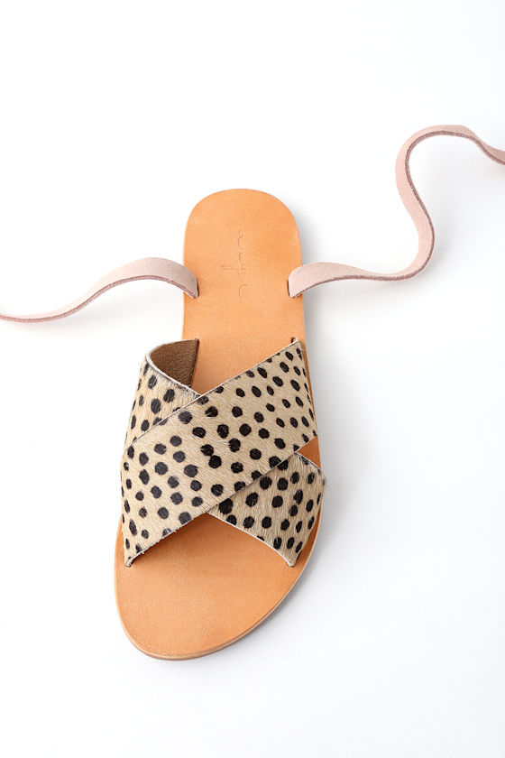 Roxy Pink Cheetah Print Flat Lace-Up Sandals 2