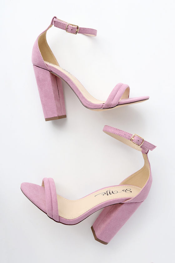 Bex Lilac Suede Ankle Strap Heels 1