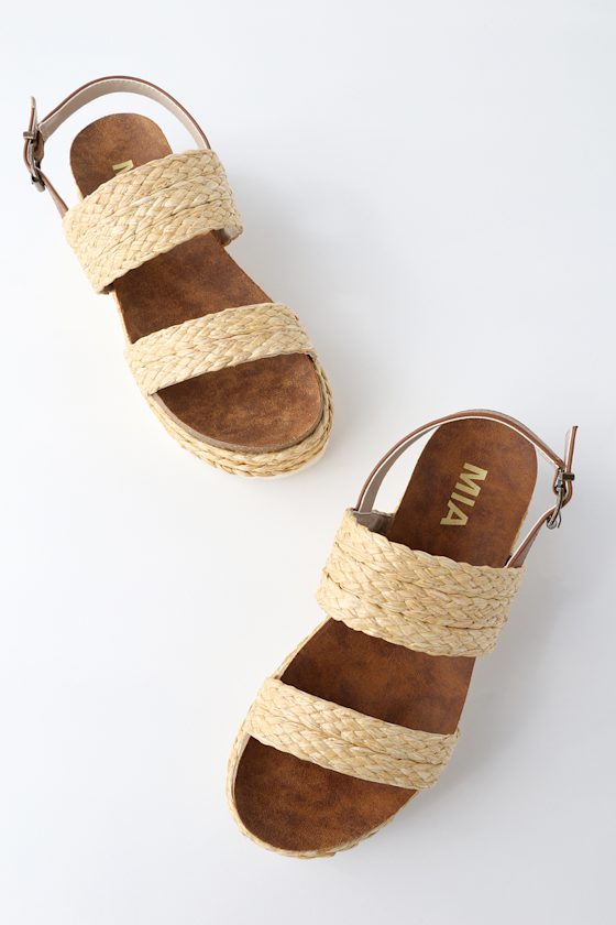 MIA Ava Raffia Sandals Flatform Sandals Platform Shoes Lulus