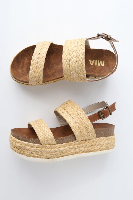 MIA Ava - Raffia Sandals - Flatform Sandals - Platform Shoes