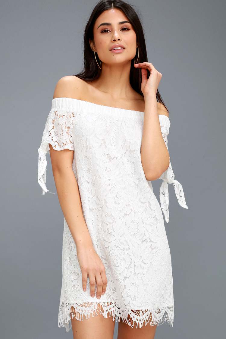 knee length dresses for ladies Ivory Daydream 100% Cotton Eyelet Trim Scoop Neck Embroidery Detail Sh –  Bliss Boutique main image 1
