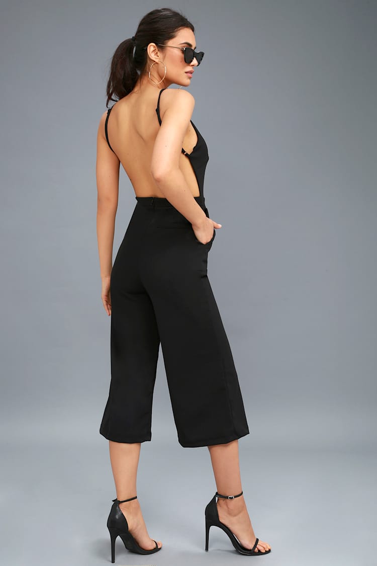 Chic Backless Jumpsuit - Culotte Jumpsuit - Black Jumpsuit - Lulus