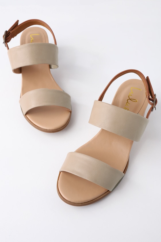 Cute Camel Heeled Sandals - Vegan Leather Sandals - Buckled Sandals ...