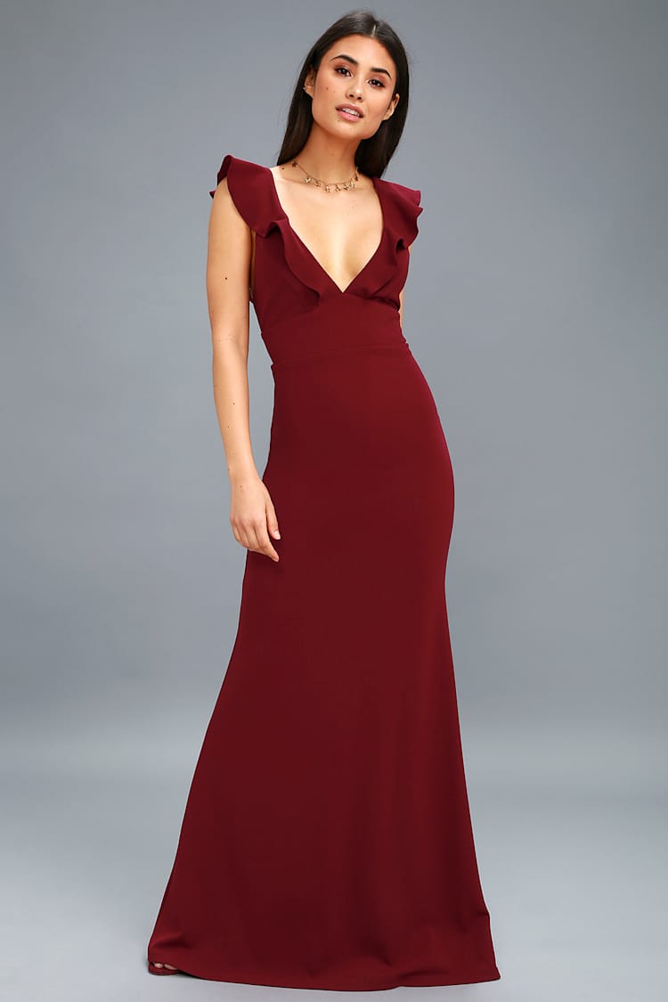 Lovely Burgundy Dress - Maxi Dress - Mermaid Maxi - Gown