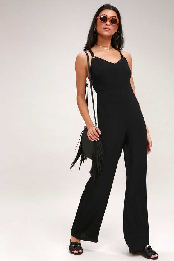 Cute Black Jumpsuit - Wide-Leg Jumpsuit - Backless Jumpsuit - Lulus