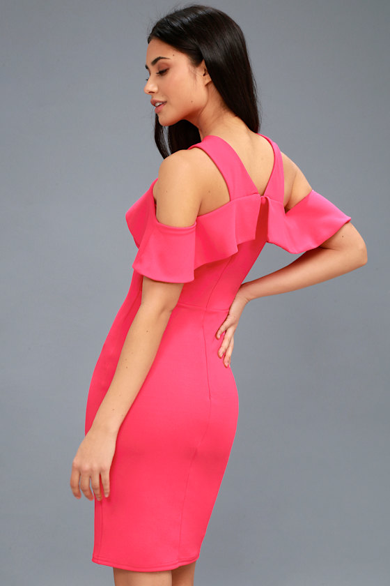 4610024 Fuschia One Shoulder Bodycon Dress