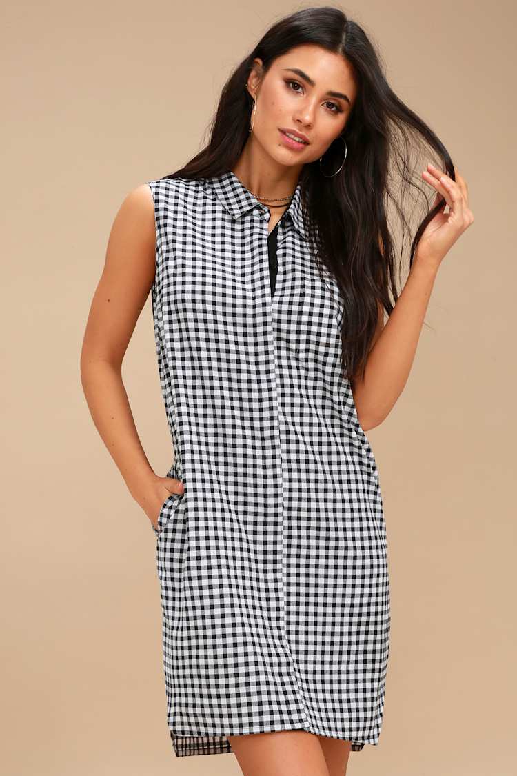 Chic Black and White Gingham Dress - Shift Dress - Lulus Chic Black and White Gingham Dress - Shift Dress - Lulus