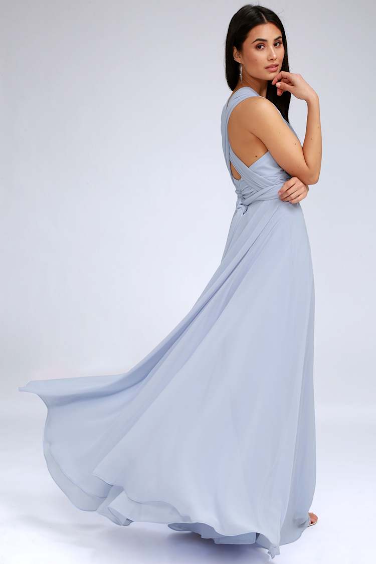 blue dress for baby girl BABARONI Square Neckline A-Line Chiffon Dress with Pocket Periwinkle, Periwinkle / US0 main image 1
