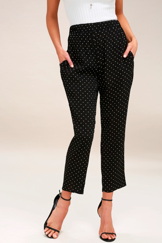 Cute Black and White Polka Dot Pants - Causal Pants - Lulus