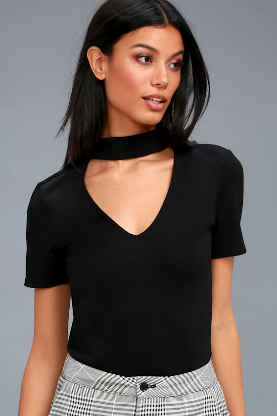 Chic Black Bodysuit Short Sleeve Bodysuit Knit Bodysuit Lulus