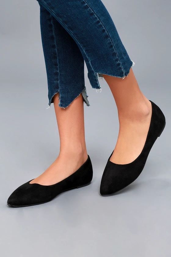 black slip on flats