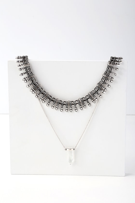 Sunizona Silver Layered Collar Necklace