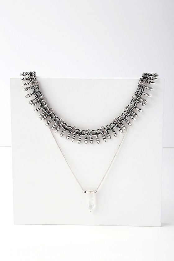 Sunizona Silver Layered Collar Necklace 1