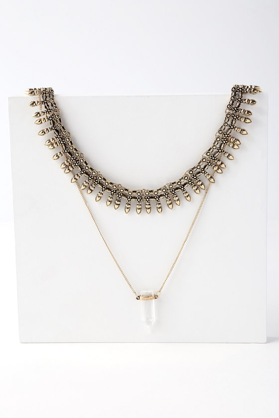 Sunizona Gold Layered Collar Necklace 1