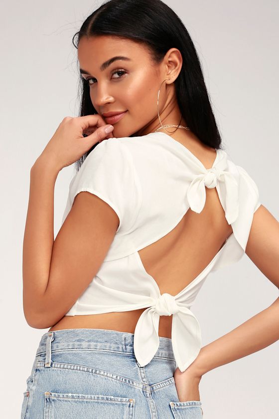 Isobel White Tie-Back Crop Top 3