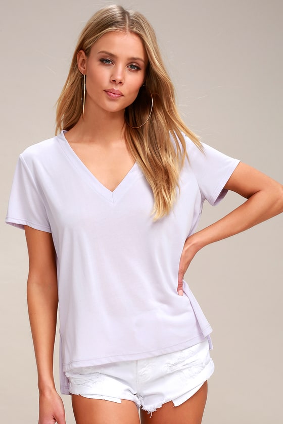 Cute Lavender Tee - Short Sleeve Tee - V-Neck Tee - Lulus