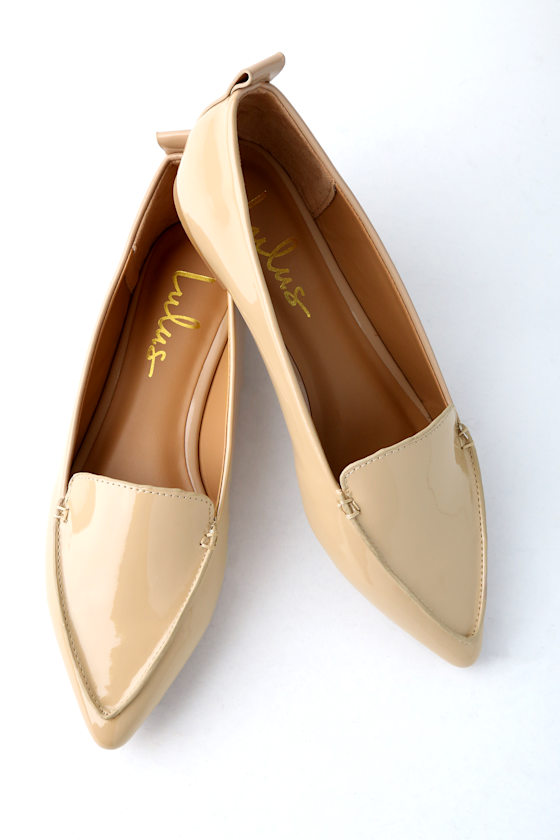 Emmy Nude Patent Pointed Loafers 1