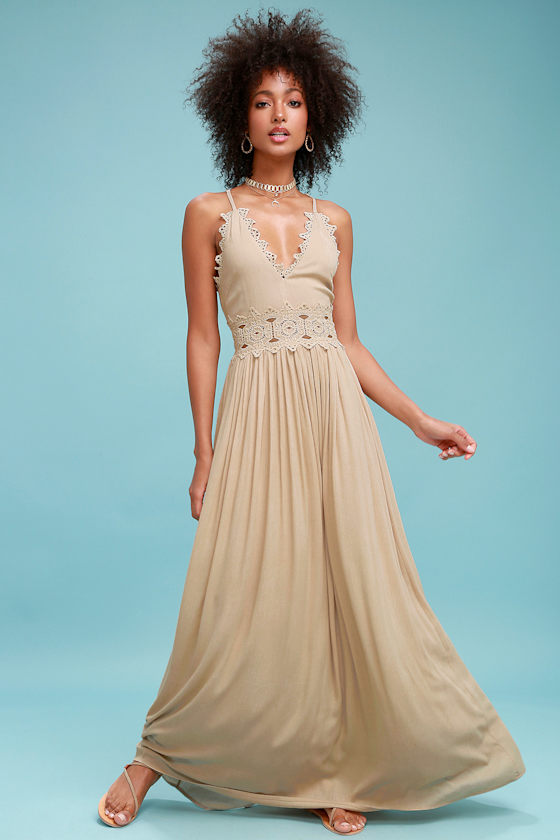 This is Love Beige Lace Maxi Dress 1