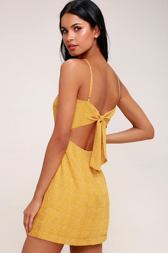 Elba Mustard Yellow and White Polka Dot Mini Dress 1