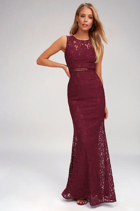 Music of the Heart Burgundy Lace Maxi Dress 2
