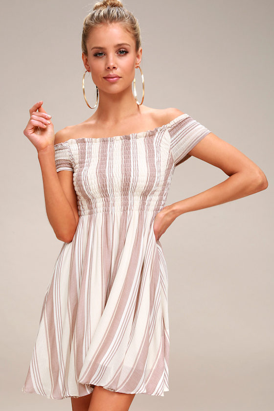 Long Sleeve Off-the-Shoulder Dress with Vintage Mauve main image 1