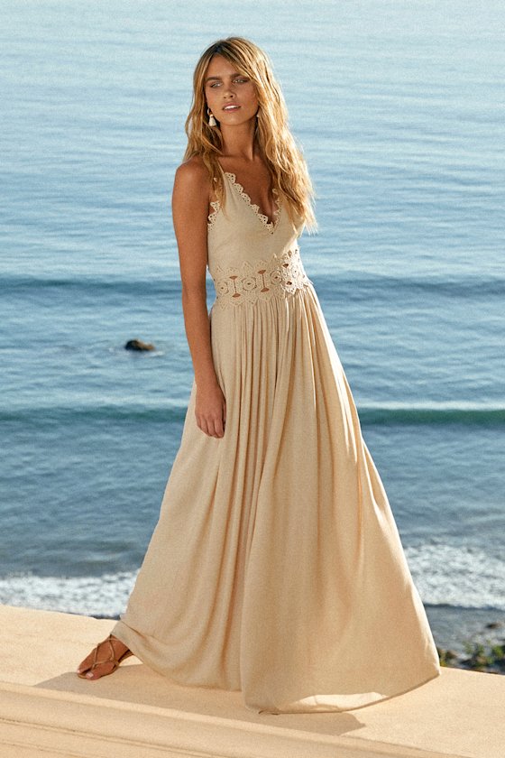 This is Love Beige Lace Maxi Dress 5