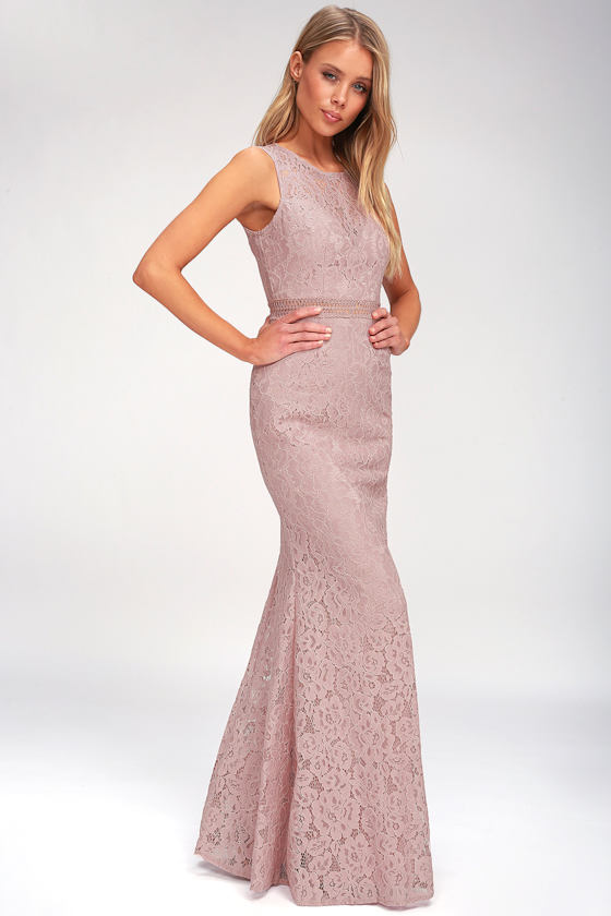 Music of the Heart Mauve Lace Maxi Dress 3