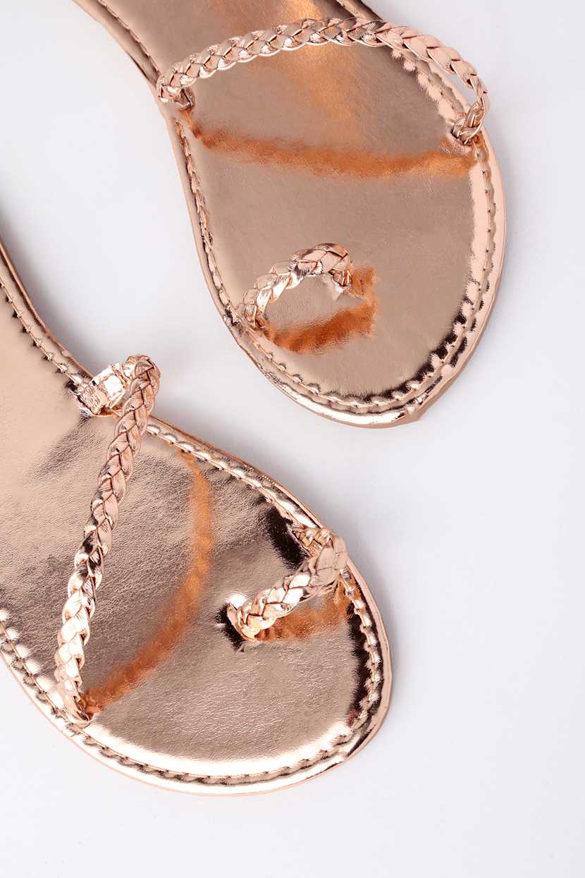 Boho Sandals - Rose Gold Sandals - Flat Sandals - Toe Loop Sandals - $17.00  - Lulus