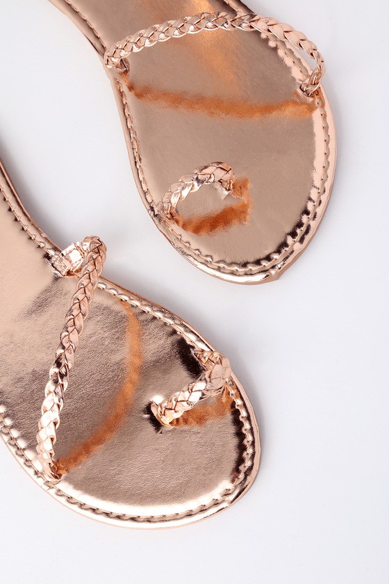 mirela gold flat sandals