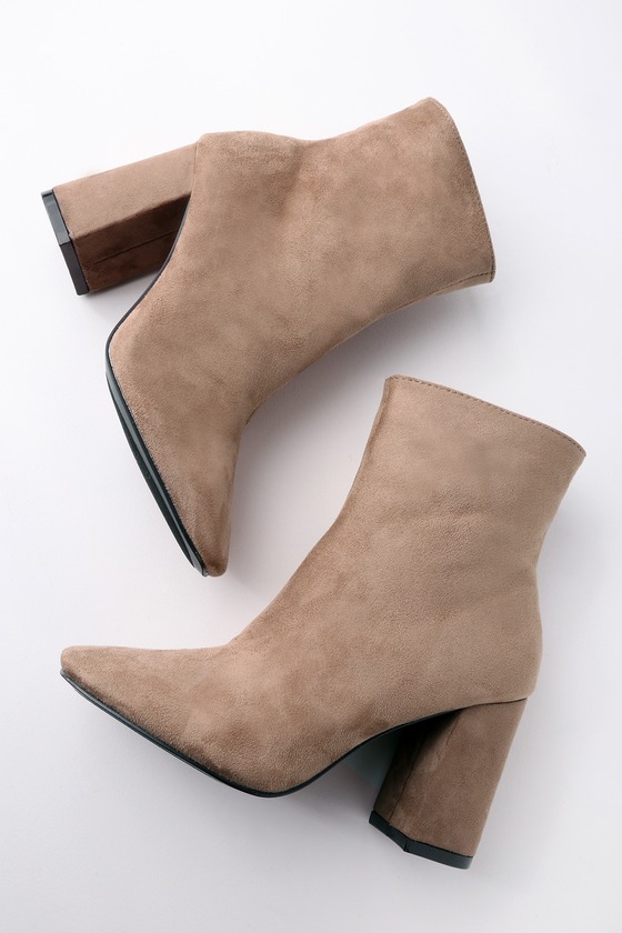 taupe calf length boots