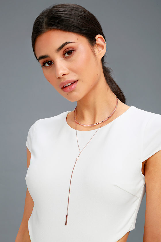Modern Minimalist Rose Gold Layered Collar Necklace 2