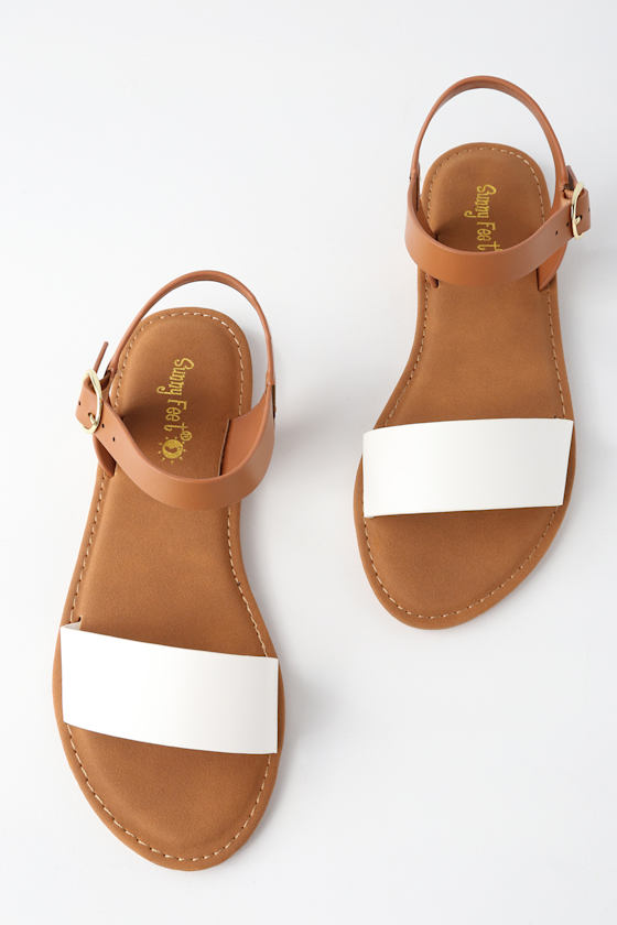 Taryn White Flat Sandals 1