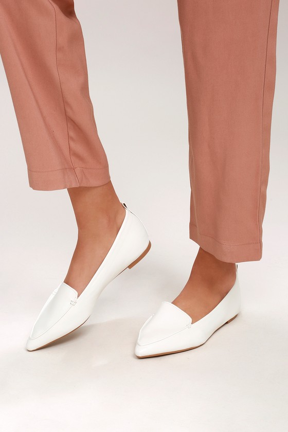 white slip on loafers